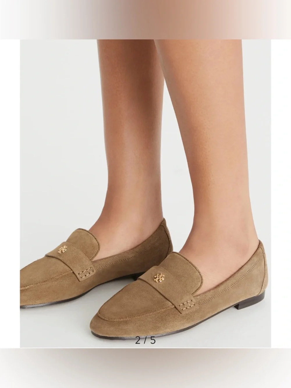 Tory Burch Suede Ballet Loafers in River Rock - Picture 2 of 7
